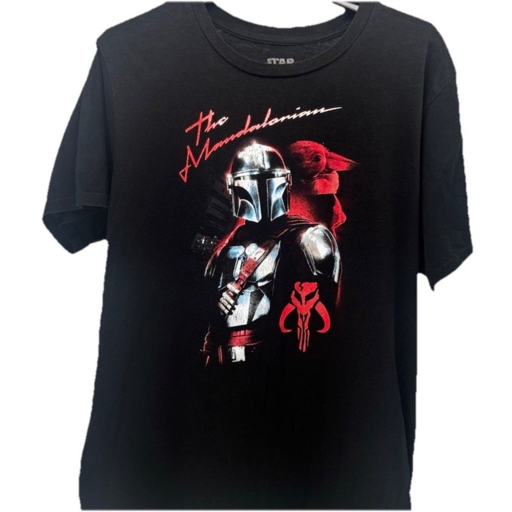 Mad Engine Star Wars The Mandalorian Men's XL Black Graphic T-Shirt Summer